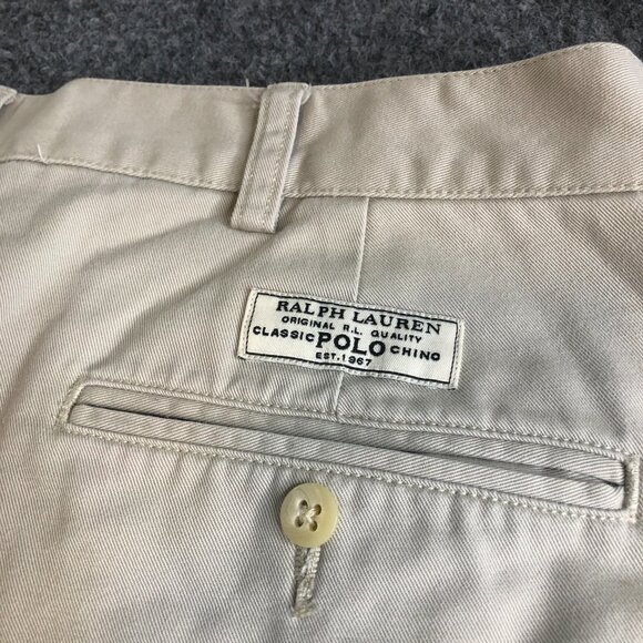 Polo Ralph Lauren Shorts Mens 34 Beige Pleated High Waist Tyler Vintage Y2K - Picture 9 of 10